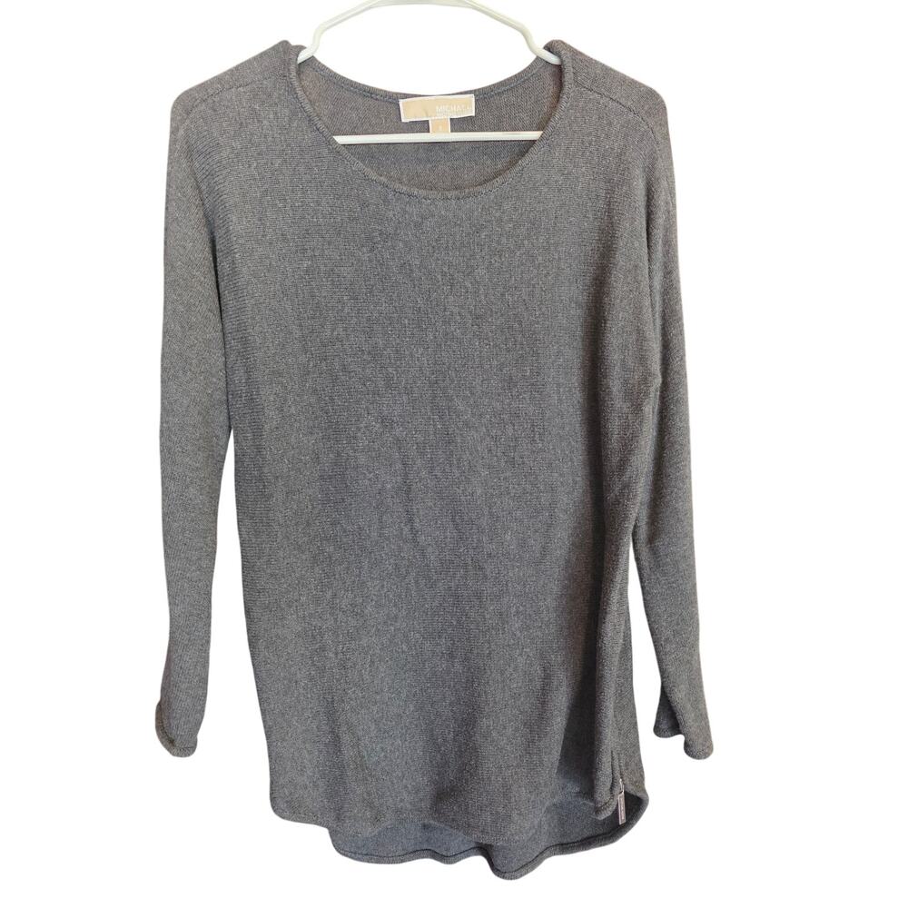 Michael Michael Kors Tunic Sweater Top S Womens Gray Side Zip Long Sleeve